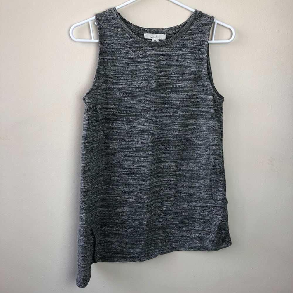 Halston Small Grey Asymmetrical Tank Top